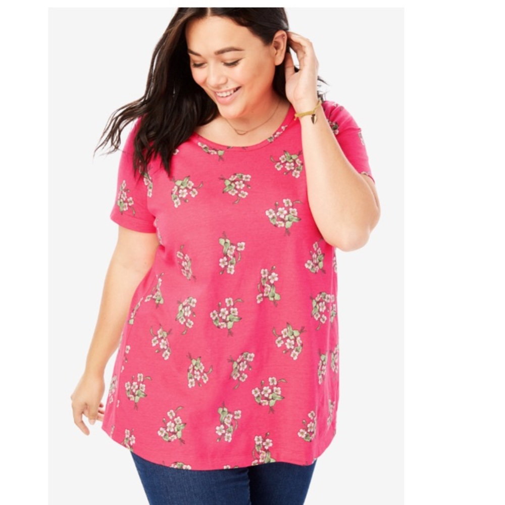 NWT 17/20 cotton floral pink  tee